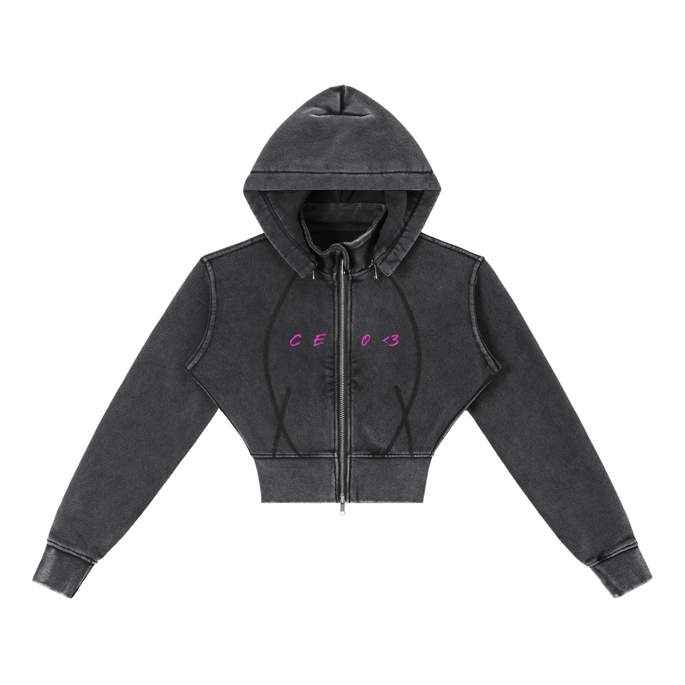 (CEO) Vintage Washed Cropped Fleece Hoodie