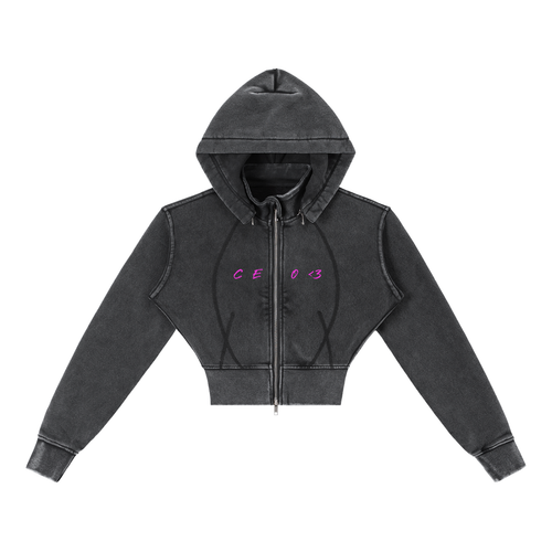 (CEO) Vintage Washed Cropped Fleece Hoodie