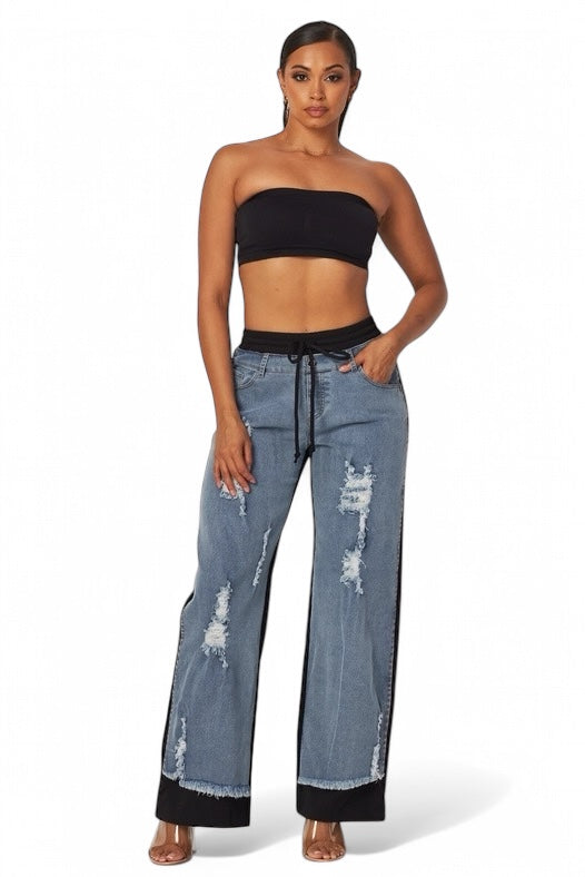 Still Got It Denim Jeans/Sweatpants Mix